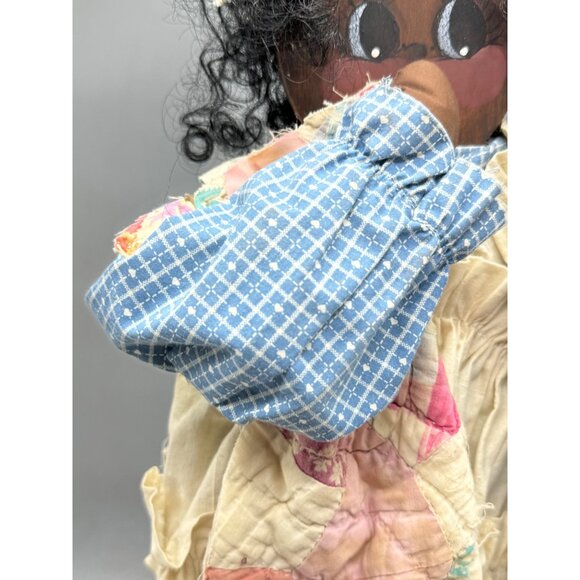 Handmade African American Wooden Doll Quilted blanket Dress & Welcome Sign READ - Picture 14 of 14